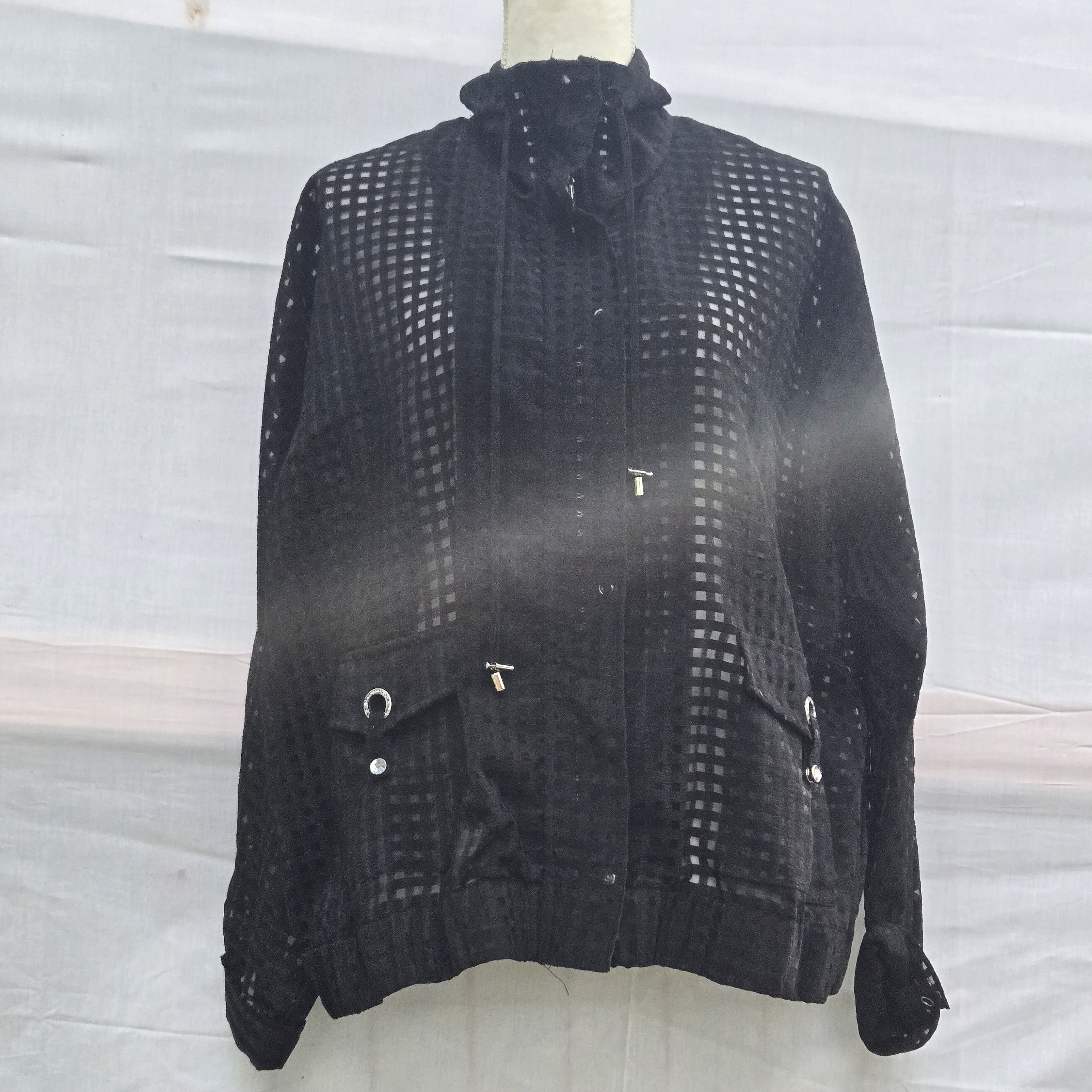 Erin London Black Utility Mesh Jacket